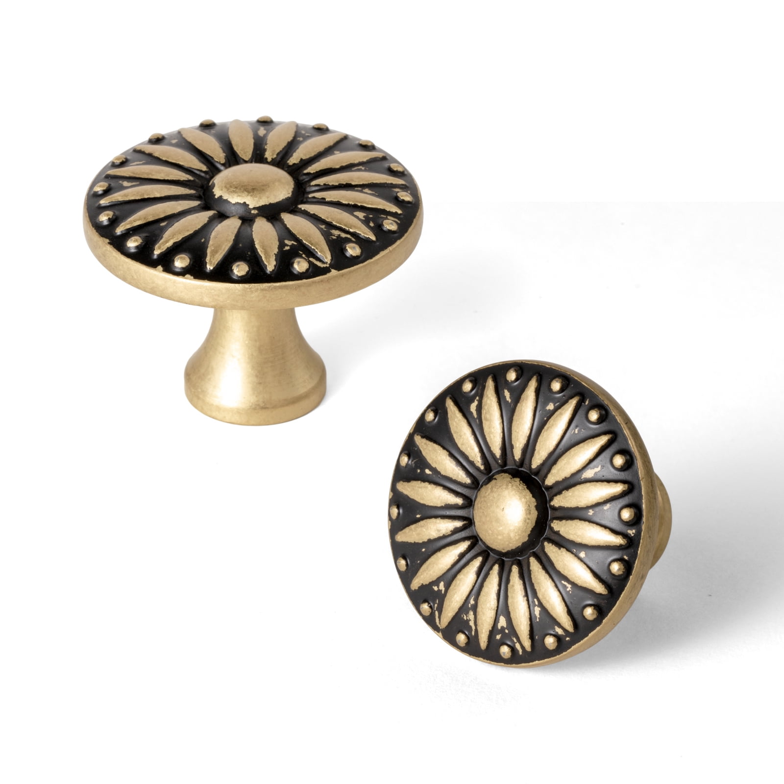 Goo-Ki Black-Yellow Vintage Cabinet Drawer Knobs, Vintage Floral Medallion Design, Zinc Alloy Cabinet Handles for Dresser,Wardrobe,Cupboard, 6 Pack