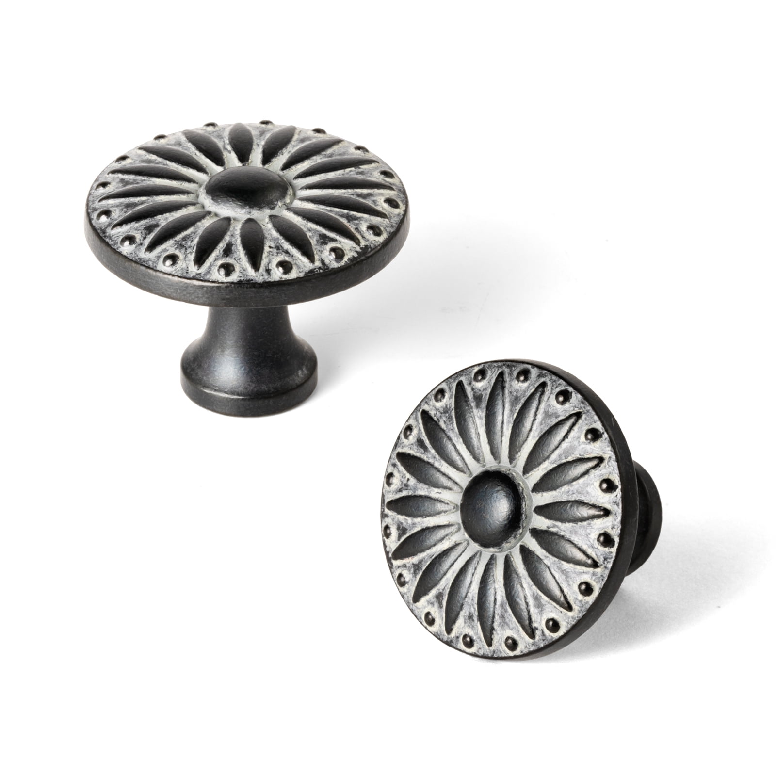 Goo-Ki Black and Cream Cabinet Drawer Knobs, Vintage Floral Medallion Design, Zinc Alloy Cabinet Handles for Dresser,Wardrobe,Cupboard, 12 Pack