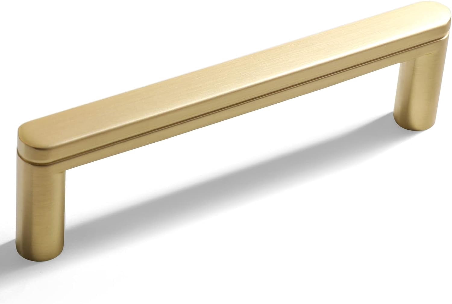 Goo-Ki 3 3/4" Center to Center Brushed Brass Kitchen Cabinet Handles, Modern Carved Drawer Pulls Closet Hardware for Bedroom (6 Pack)