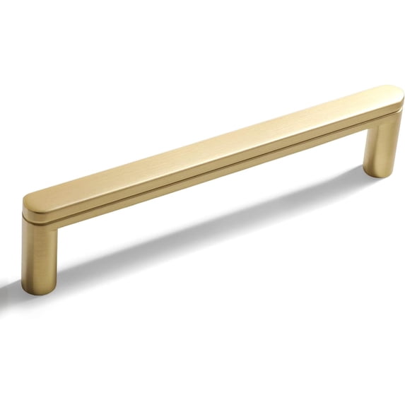 Goo-Ki Brushed Brass Kitchen Cabinet Handles,Modern Carved Drawer Pulls,5" Center to Center(6 Pack)