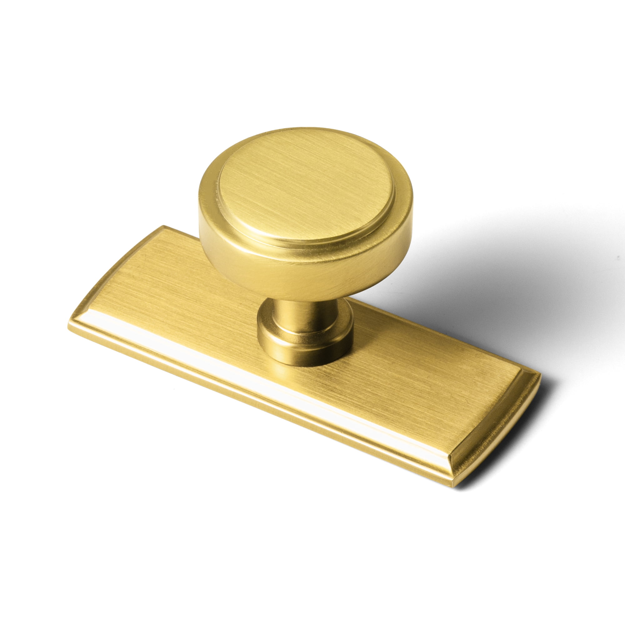 Goo-Ki Brushed Gold Cabinet Drawer Knobs with Backplate, Zinc Alloy Kitchen Hardware,Modern Single Hole Bar Pull Handles for Cupboard Wardrobe,6 Pack (2503-G011)