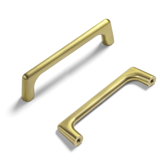 Goo-Ki Brushed Gold Cabinet Pulls with 4'' Hole Centers, Modern Style Zinc Alloy Cabinet Handles for Dresser,Wardrobe,Cupboard- 6 Pack