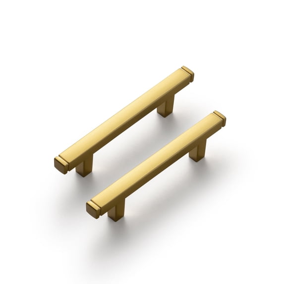 Goo-Ki Brushed Gold Drawer Handles 3 in (76mm) Hole Centers Straight Cabinet Pull,6-Pack Solid Cabinet Handles for Kitchen Cabinets and Dresser Drawers
