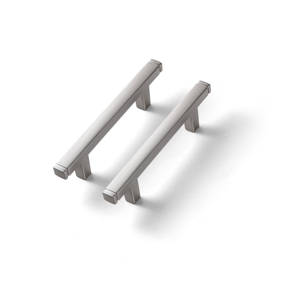 Goo-Ki Brushed Nickel Drawer Handles 3 in (76mm) Hole Centers Straight Cabinet Pull,6-Pack Solid Cabinet Handles for Kitchen Cabinets and Dresser Drawers
