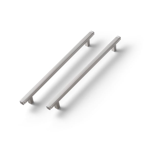 Goo-Ki Brushed Nickel Drawer Handles 7.6 in (192mm) Hole Centers Straight Cabinet Pull,6-Pack Solid Cabinet Handles for Kitchen Cabinets and Dresser Drawers