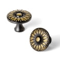 thumbnail image 1 of Goo-Ki Burnished Bronze Cabinet Drawer Knobs, Vintage Floral Medallion Design, Zinc Alloy Cabinet Handles for Dresser,Wardrobe,Cupboard, 6 Pack, 1 of 8