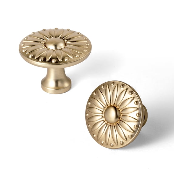 Goo-Ki Champagne Bronze Cabinet Drawer Knobs, Vintage Floral Medallion Design, Zinc Alloy Cabinet Handles for Dresser,Wardrobe,Cupboard, 6 Pack