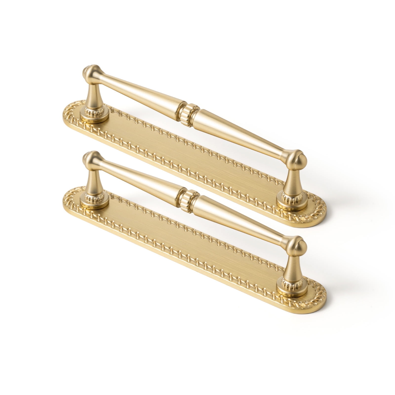 Goo-Ki Champagne Bronze Cabinet Drawer Pulls with Backplate Spacer, 5" Hole Center Zinc Alloy Bar Pull Handles Kitchen Hardware for Dresser, Cupboard, Wrdrobe, 4 Pack