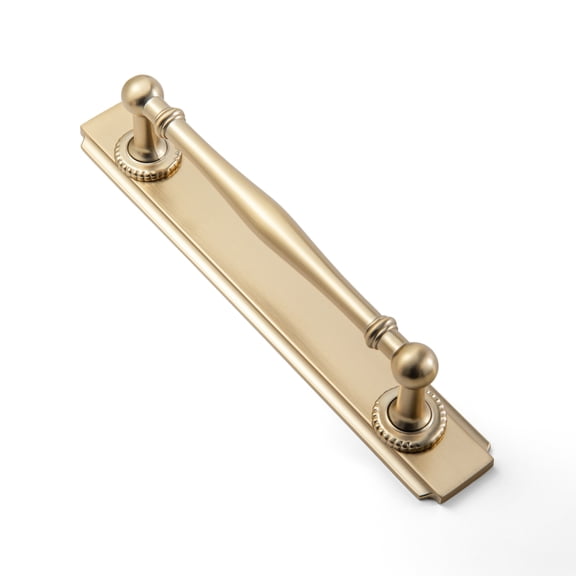 Goo-Ki Champagne Bronze Cabinet Handles with Backplate, 5''(128mm) Hole Center Cabinet Drawer Pulls for Dresser,Wardrobe,Cupboard, 2 Pack