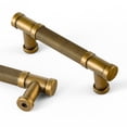 thumbnail image 1 of Goo-Ki Knurled Antique Brass Kitchen Cabinet Handles, 3"(76mm) Hole Center Closet Classic Zinc Alloy Cabinet Pulls Dresser Handles for Bedroom, 6 Pack, 1 of 10