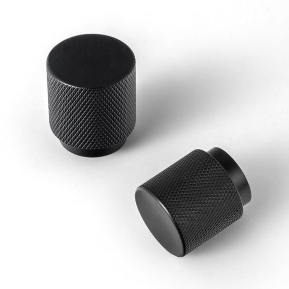 Goo-Ki Knurled Matte Black Cabinet Knobs, Vintage Bronze Drawer Knobs, Solid Retro Brass Single Hole Cabinet Handles for Closet Wardrobe Dresser Cupboard, 6 Pack