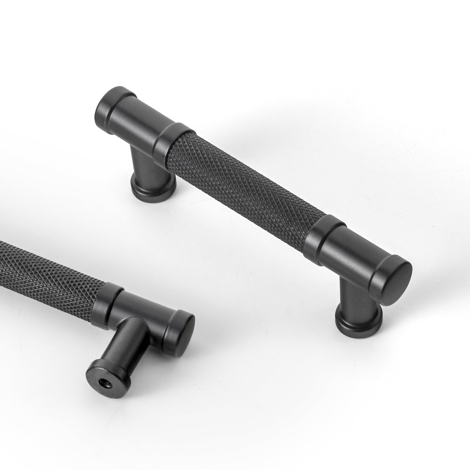 Black Handle Rack Goo-Ki Knurled Matte Black Kitchen Cabinet Handles, 3