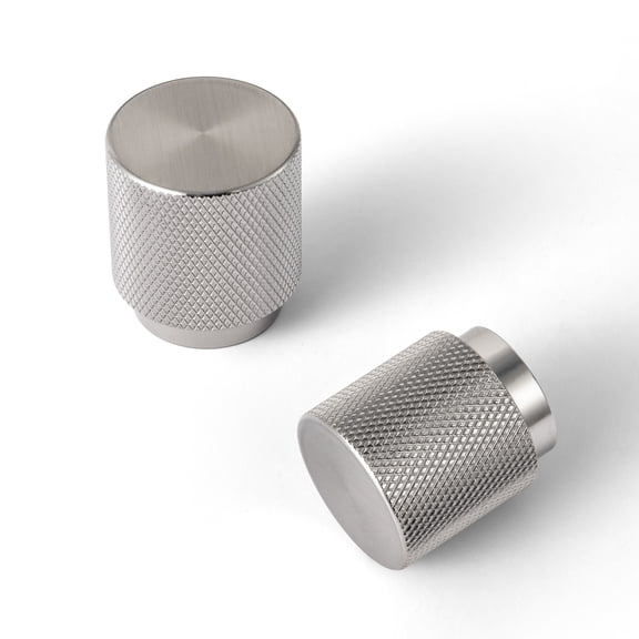 Goo-Ki Knurled Satin Nickel Cabinet Knobs, Vintage Bronze Drawer Knobs, Solid Retro Brass Single Hole Cabinet Handles for Closet Wardrobe Dresser Cupboard, 6 Pack