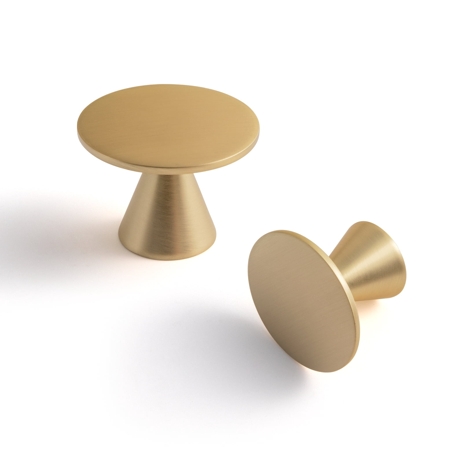 Goo-Ki Light Brushed Brass Cabinet Drawer Knobs, Zinc Alloy 1.8" Dia Cabinet Handles Hardware for Dresser,Wardrobe,Cupboard, 6 Pack