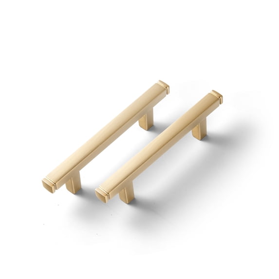 Goo-Ki Light Brushed Brass Drawer Handles 3 in (76mm) Hole Centers Straight Bar Pull,6-Pack Solid Cabinet Handles for Kitchen Cabinets and Dresser Drawers