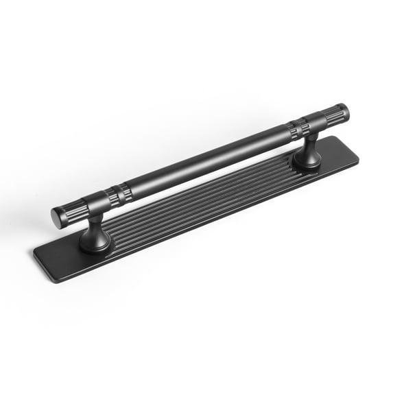 Goo-Ki Matte Black Cabinet Pulls with Backplate, Zinc Alloy 5''(128mm) Hole Centers Cabinet Drawer Handles for Dresser,Wardrobe,Cupboard,Cabinet Hardware, 2 Pack