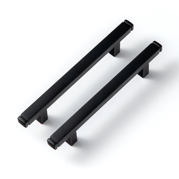 Goo-Ki Matte Black Drawer Handles 3.8 in (96mm) Hole Centers Straight Cabinet Pull,6-Pack Solid Cabinet Handles for Kitchen Cabinets and Dresser Drawers