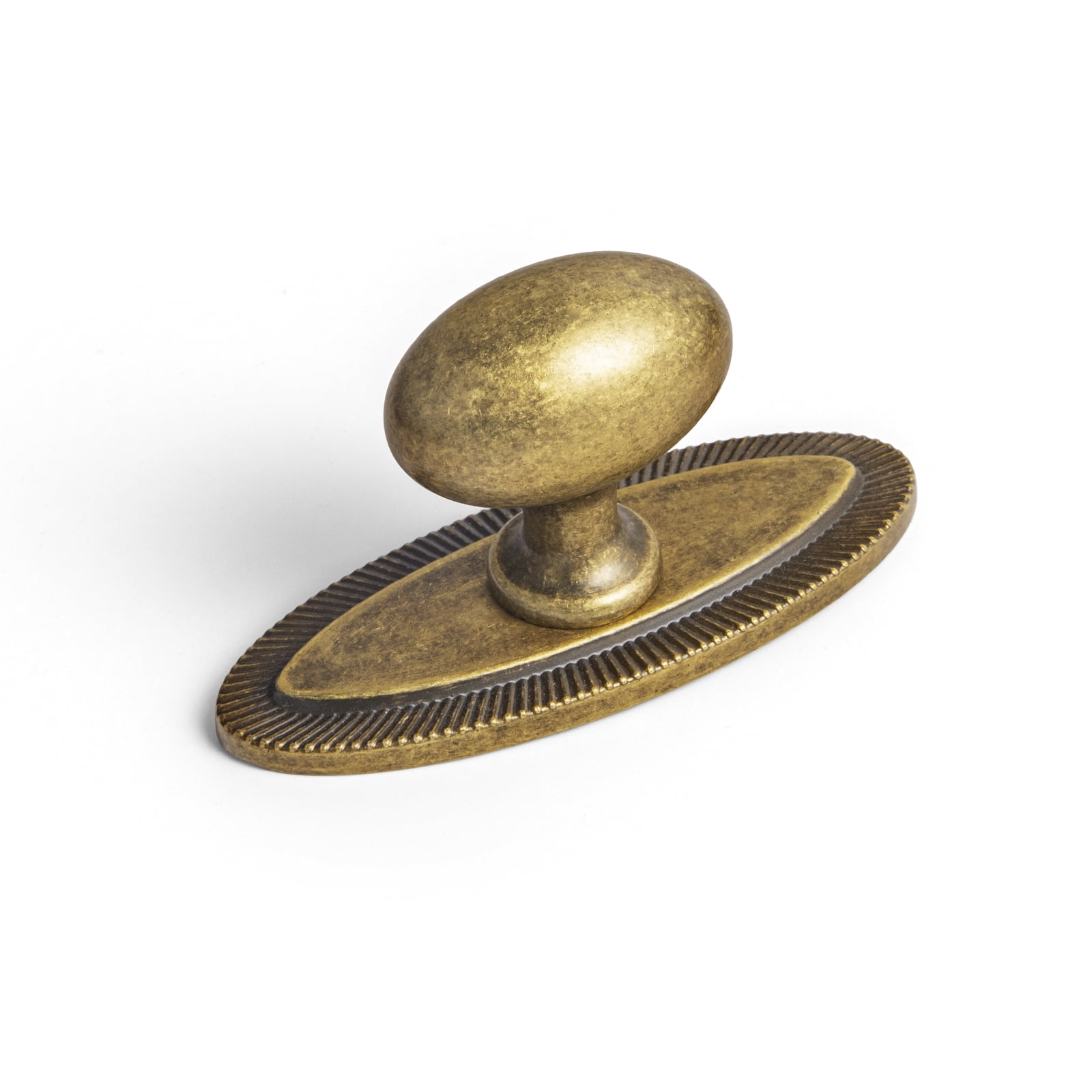 Goo-Ki Oval Antique Brass Cabinet Knobs with Oval Backplate, Zinc Alloy Cabinet Handles Hardware for Cupboard,Dresser & Drawer, 6 Packed