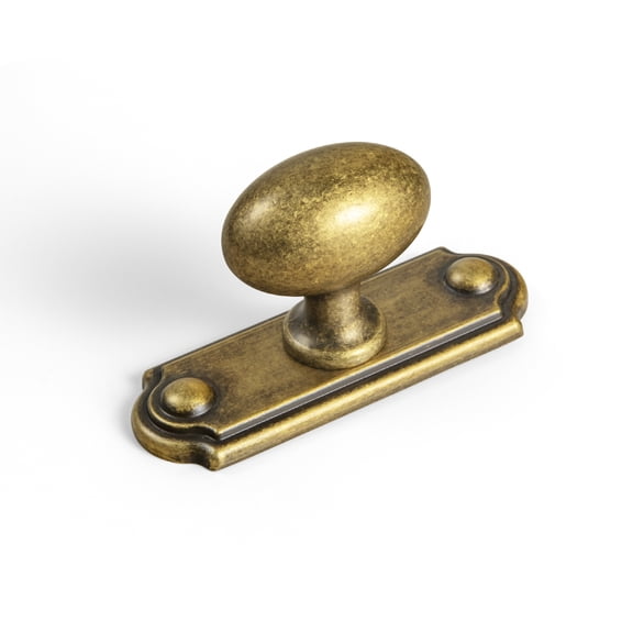 Goo-Ki Oval Antique Brass Cabinet Knobs with Square Backplate, Zinc Alloy Cabinet Handles Hardware for Cupboard,Dresser & Drawer, 6 Packed