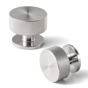 Goo-Ki Satin Nickel Zinc Alloy Large Cabinet Drawer Knob, Single Hole Knurled Decorations Cabinet Pull Hardware for Bedroom, Kitchen, 6 Pack