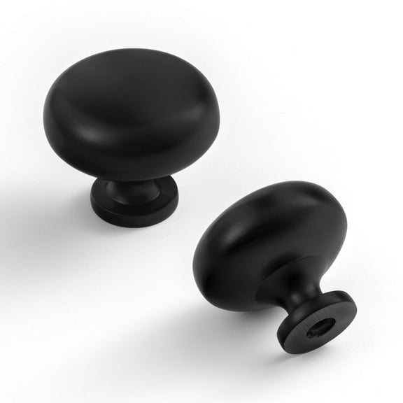 Goo-Ki Set of 12 Elegant Matte Black Cabinet Knobs - Classic Round Kitchen Hardware, Contemporary Drawer Pulls Sleek Dresser Handles