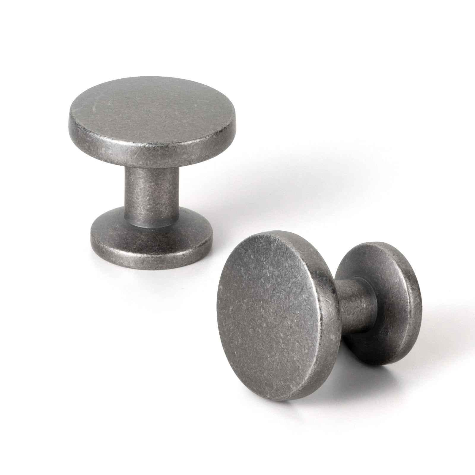 Goo-Ki Set of 12 Sleek Antique Silver Cabinet Knobs with Cylindrical Stem, Vintage Kitchen Drawer Handles Minimalist Dresser Hardware