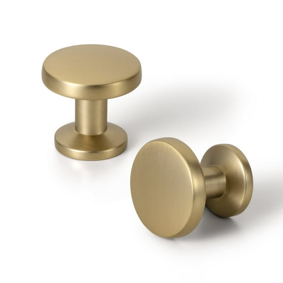 Goo-Ki Set of 12 Sleek Champagne Bronze Cabinet Knobs with Cylindrical Stem, Modern Kitchen Drawer Handles Minimalist Dresser Hardware