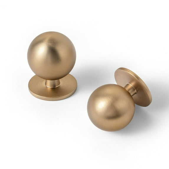 Goo-Ki Set of 12 -Sleek Round Champagne Bronze Cabinet Knobs - Modern and Minimalist Hardware for Stylish Home Enhancement - 1 1/8 Inch Diameter