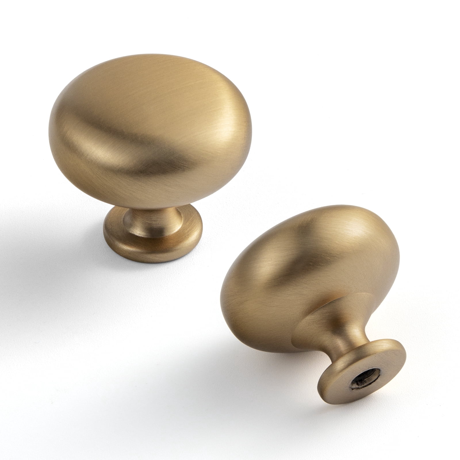 Goo-Ki Set of 6 Elegant Champagne Bronze Cabinet Knobs - Classic Round Kitchen Hardware, Contemporary Drawer Pulls Sleek Dresser Handles