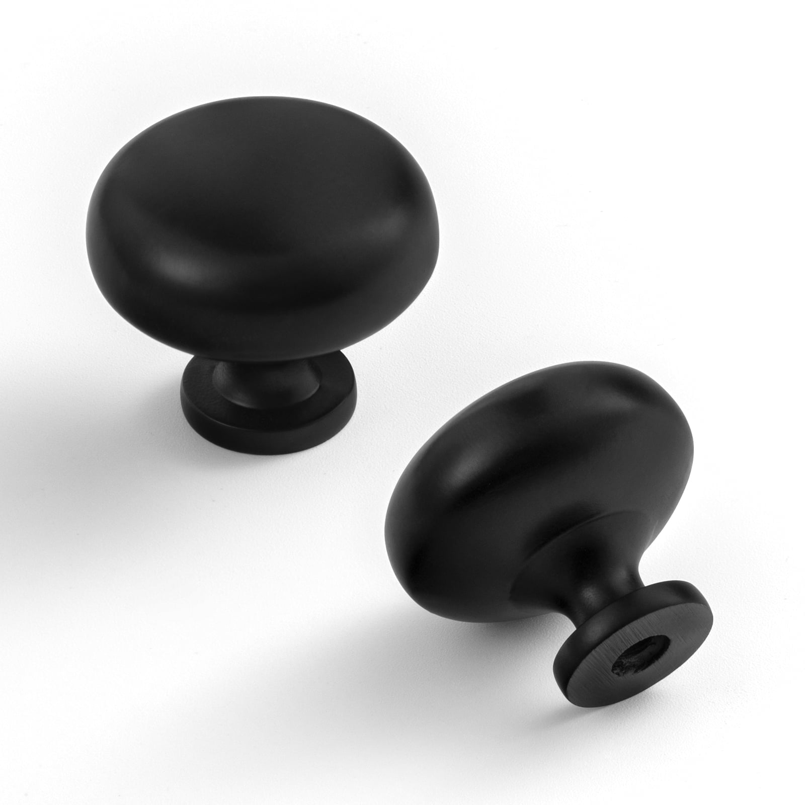 Goo-Ki Set of 6 Elegant Matte Black Cabinet Knobs - Classic Round Kitchen Hardware, Contemporary Drawer Pulls Sleek Dresser Handles