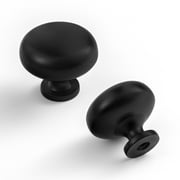 Goo-Ki Set of 6 Elegant Matte Black Cabinet Knobs - Classic Round Kitchen Hardware, Contemporary Drawer Pulls Sleek Dresser Handles