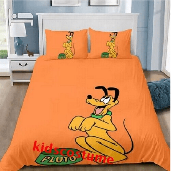 Goo-fy Duvet Cover Comforter Pluto Bedding with Zipper Closure,1 Duvet Cover with 2 Pillowcases