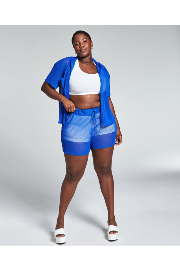 GooGoo Atkins Trendy Plus Size Mesh Shorts Deep Cobalt 4X