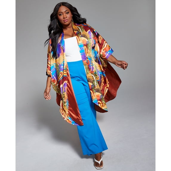 GooGoo Atkins Trendy Plus Size Wide-Leg Pants Turquoise 3X