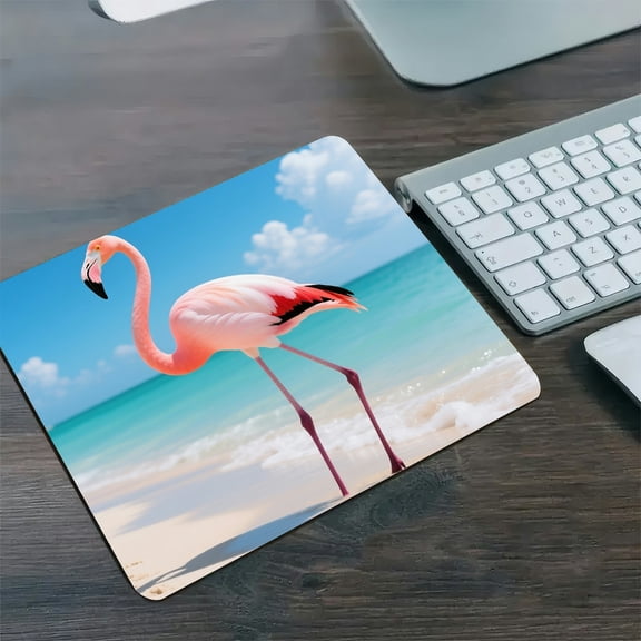 GooTPa 1210inch Beach Flamingos Diatom Mud Mouse Pad Personalized Hard Desk Mat with Non-Slip Base for Gaming and Office