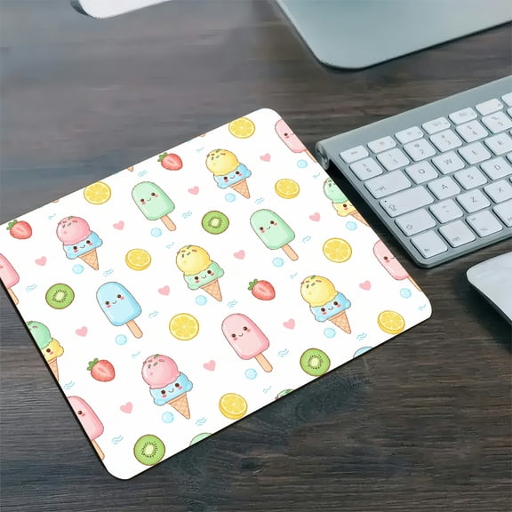 GooTPa 1210inch Smiling Ice Cream Cones Personalized Hard Desk Mat with Non-Slip Base Fast Drying Washable Premium Mousepad
for Gaming and Office