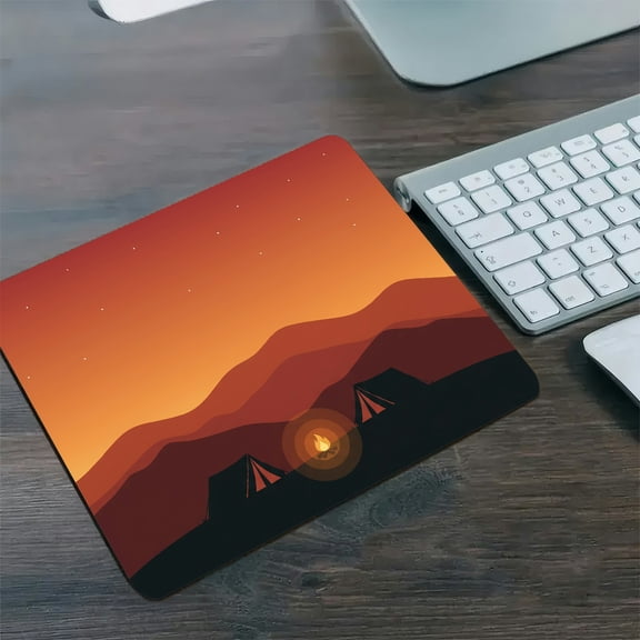 GooTPa 1210inch Twilight Mountain Camp Personalized Hard Desk Mat with Non-Slip Base Diatom Mud Mouse Pad for Gaming and Office