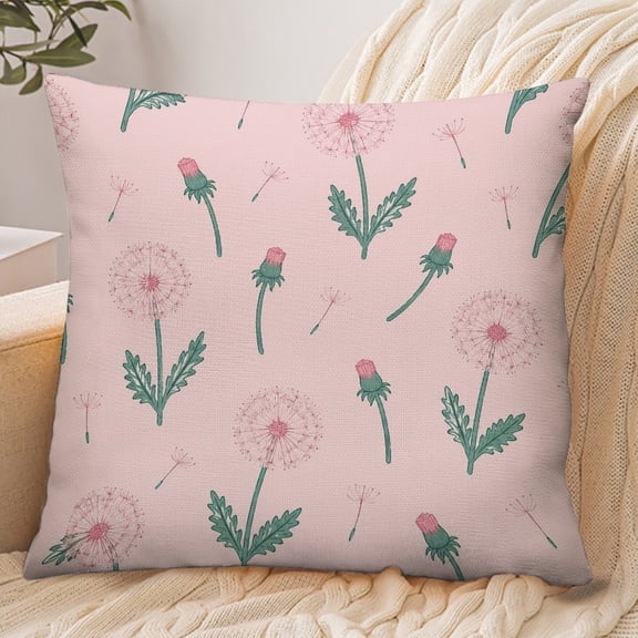 GooTPa 18x18 Inch Envelope Throw Pillow Cover, Dandelion Floral Pattern Soft Polyester Modern Farmhouse Decorative Cushion Case for Bedroom Living Room Home Decor
