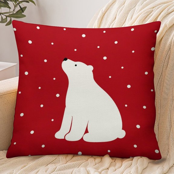 GooTPa 18x18 Inch Envelope Throw Pillow Cover, Polar Bear Watching Snowfall Soft Polyester Modern Farmhouse Decorative Cushion Case for Bedroom Living Room Home Decor