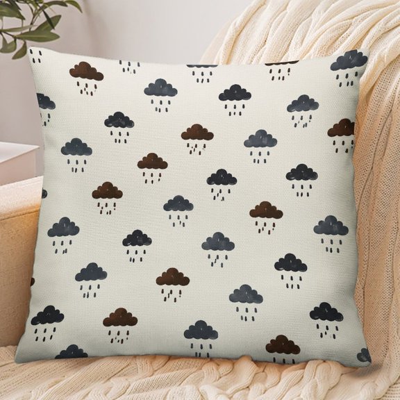 GooTPa 18x18 Inch Envelope Throw Pillow Cover, Rain Cloud Drop Weather Pattern Soft Polyester Modern Farmhouse Decorative Cushion Case for Bedroom Living Room Home Decor