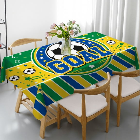 GooTPa 2026 World Soccer Tablecloth, Brazil Soccer Goal Celebration, Flag Theme Rectangular Table Cover, Football Party Table Cloth for Sports Game Day, Birthday, Tailgate, Picnic Decor, 55x70in