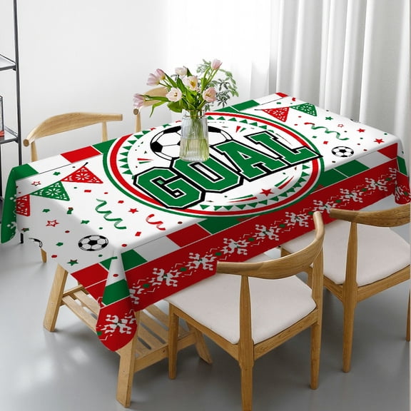GooTPa 2026 World Soccer Tablecloth, Mexico Soccer Goal Celebration, Flag Theme Rectangular Table Cover, Football Party Table Cloth for Sports Game Day, Birthday, Tailgate, Picnic Decor, 55x70in