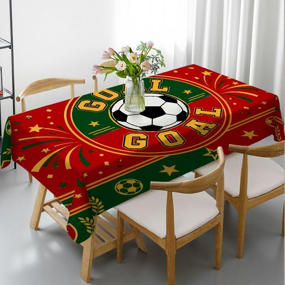 GooTPa 2026 World Soccer Tablecloth, Portugal Soccer Goal Celebration, Flag Theme Rectangular Table Cover, Football Party Table Cloth for Sports Game Day, Birthday, Tailgate, Picnic Decor, 55x70in