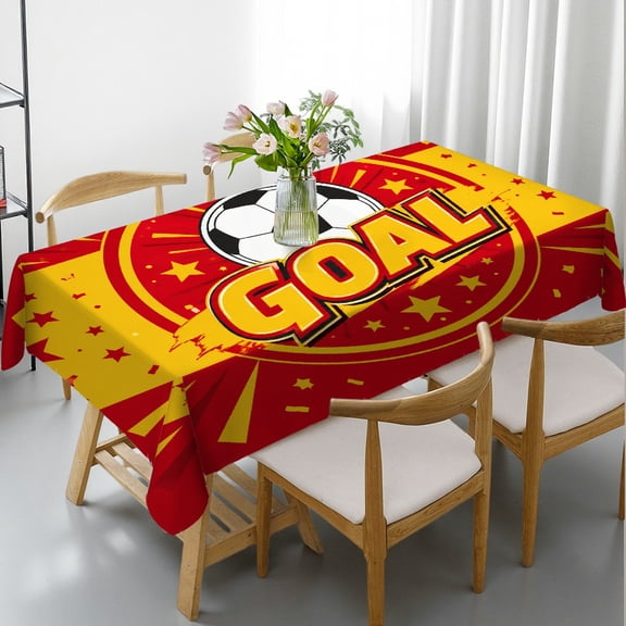 GooTPa 2026 World Soccer Tablecloth, Spain Soccer Goal Celebration, Flag Theme Rectangular Table Cover, Football Party Table Cloth for Sports Game Day, Birthday, Tailgate, Picnic Decor, 55x70in