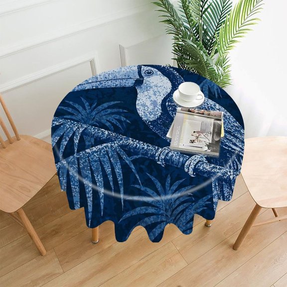 GooTPa 60 Inch Round Tablecloth,Happy Pineapple With Sunglasses Premium Polyester Straight Edge Wrinkle Resistant Washable Table Cover for Home Dining Party Decor