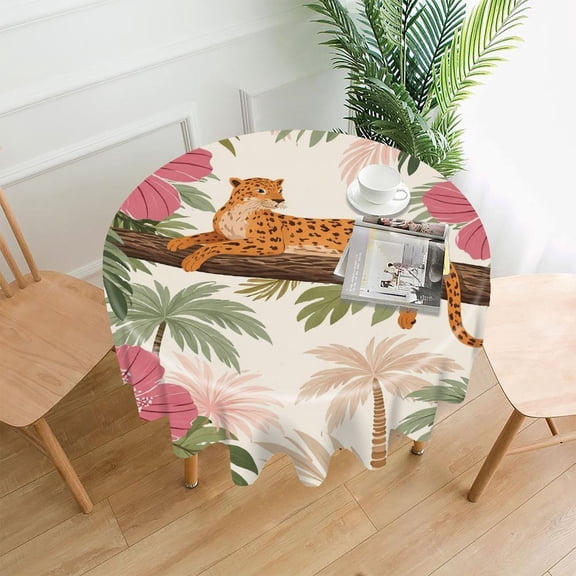 GooTPa 60 Inch Round Tablecloth,Koi Fish And Lotus Pond Pattern Premium Polyester Straight Edge Wrinkle Resistant Washable Table Cover for Home Dining Party Decor