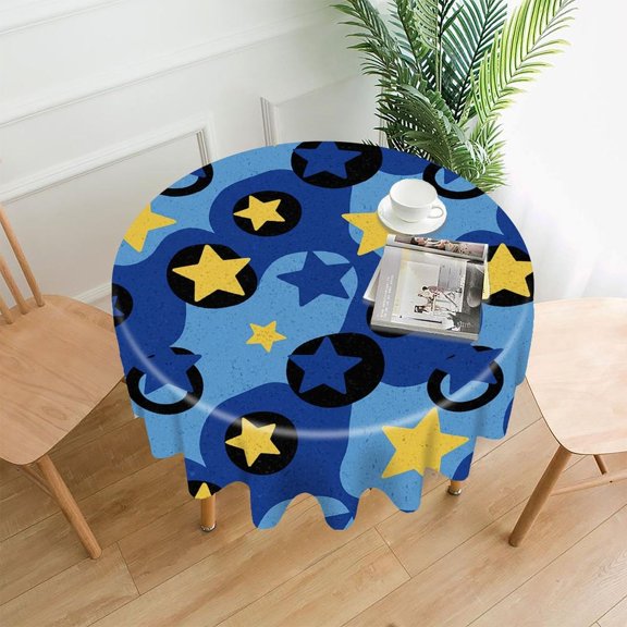 GooTPa 60 Inch Round Tablecloth,Midnight Starry Night Premium Polyester Straight Edge Wrinkle Resistant Washable Table Cover for Home Dining Party Decor