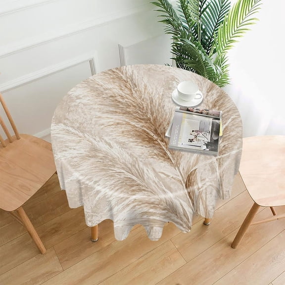 GooTPa 60 Inch Round Tablecloth,Pampas Grass Neutral Background Premium Polyester Straight Edge Wrinkle Resistant Washable Table Cover for Home Dining Party Decor