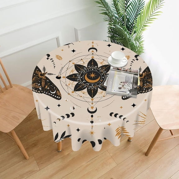 GooTPa 60 Inch Round Tablecloth,Stylized American Flag Waves Premium Polyester Straight Edge Wrinkle Resistant Washable Table Cover for Home Dining Party Decor