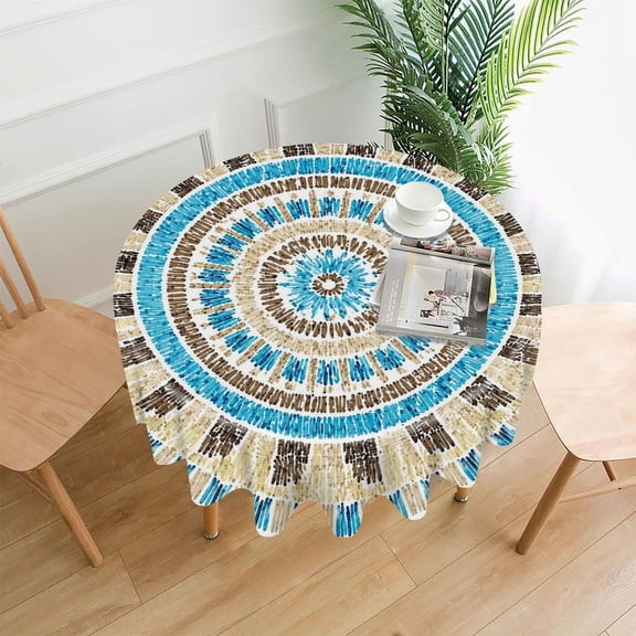 GooTPa 60 Inch Round Tablecloth,Tiered Celebration Cake With Fireworks Premium Polyester Straight Edge Wrinkle Resistant Washable Table Cover for Home Dining Party Decor